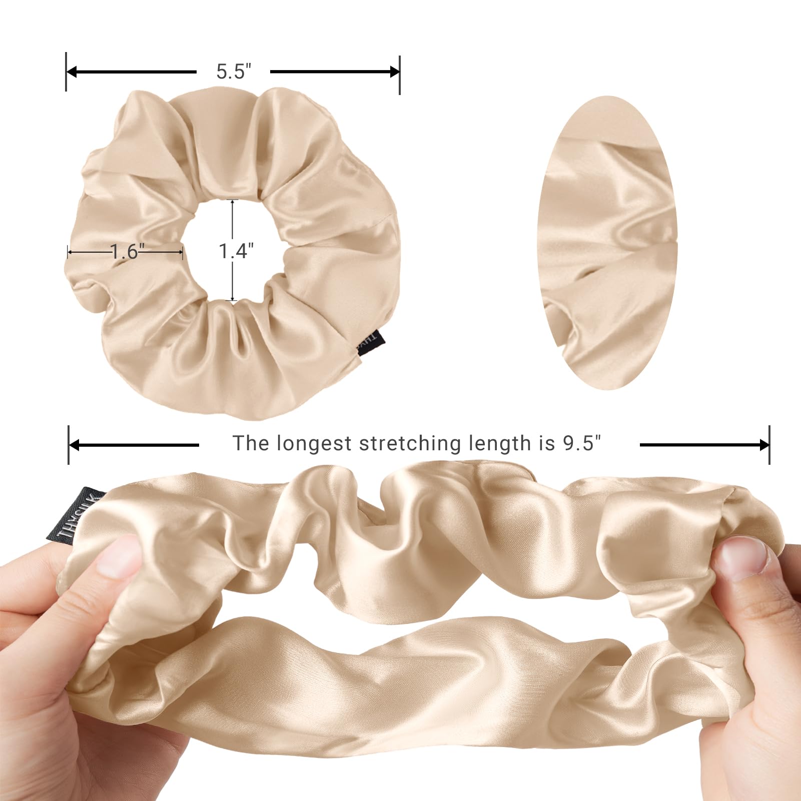 THXSILK Hair Silk Scrunchie for Thick Hair – Champagne | Silk Hair Tie