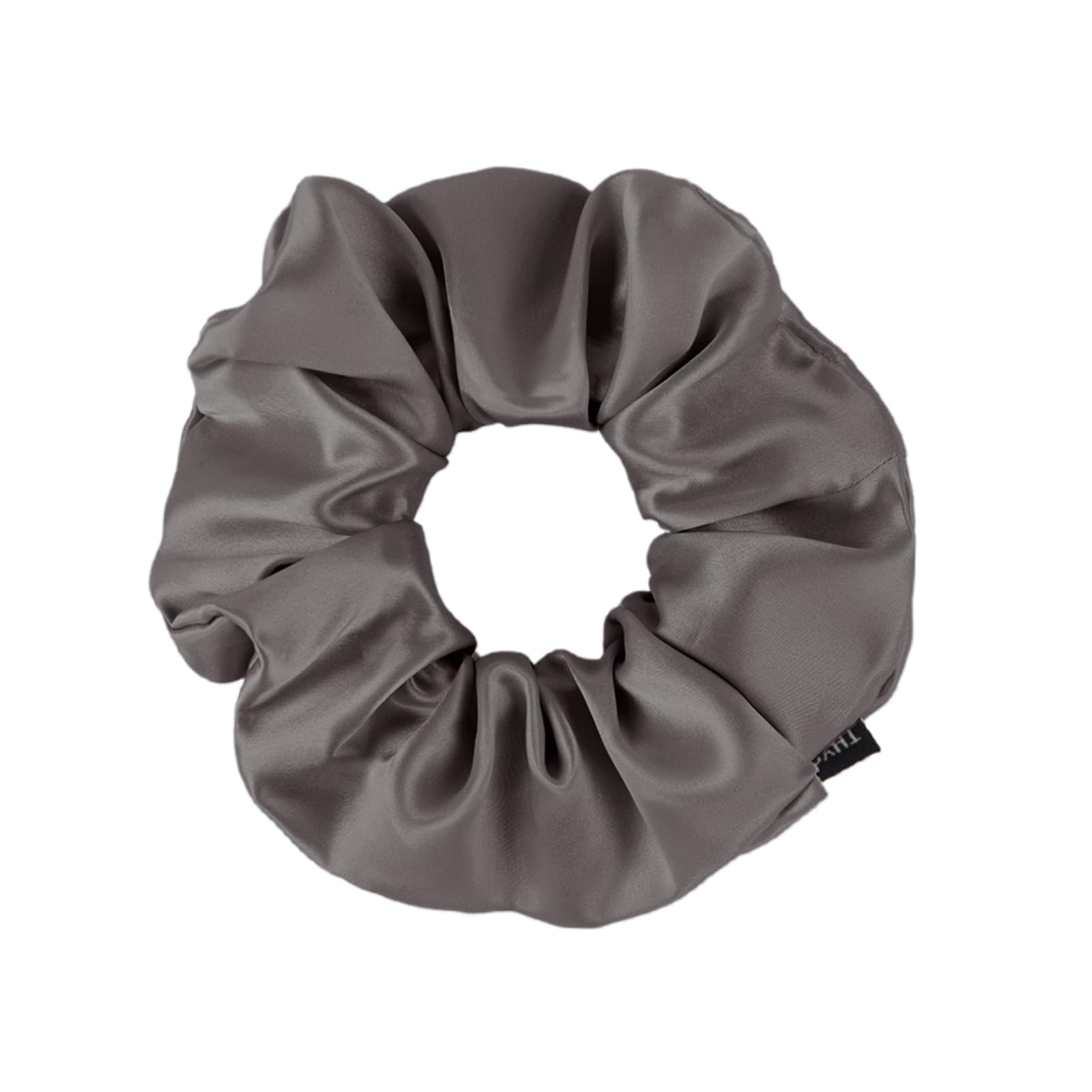 THXSILK Silk Scrunchies for Women - Pure Mulberry Silk Hair Ties, Charcoal for Thick Hair