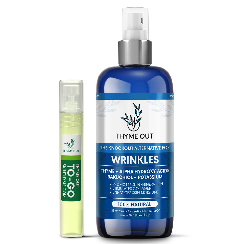 Thyme Out All Natural Anti-Wrinkle Face Mist – Thyme, Bakuchiol, AHA, Beta Carotene (4 oz)