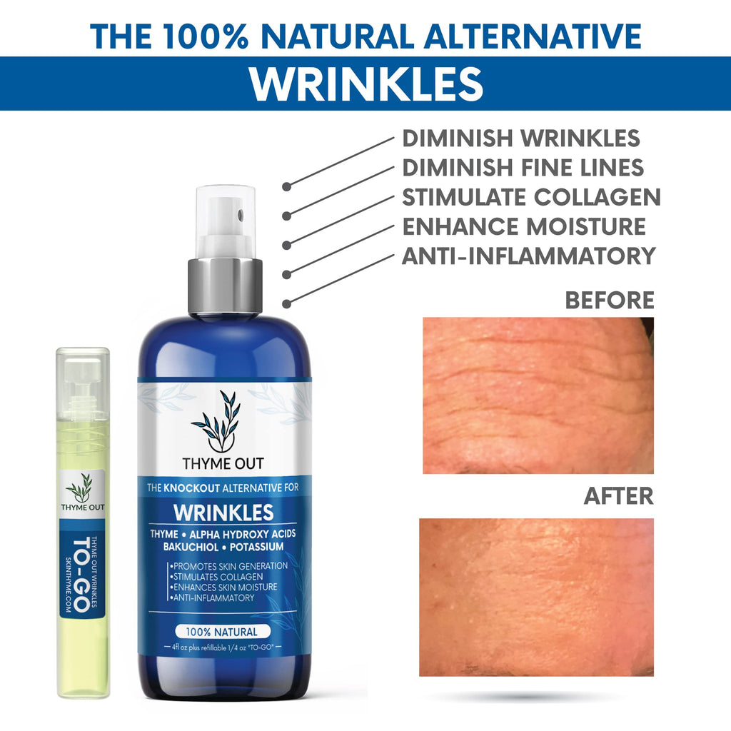 Thyme Out All Natural Anti-Wrinkle Face Mist – Thyme, Bakuchiol, AHA, Beta Carotene (4 oz)