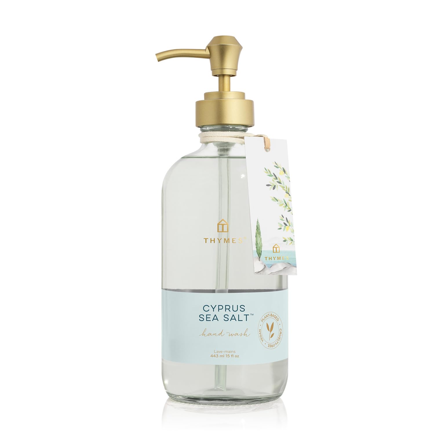 Thymes Cyprus Sea Salt Large Hand Wash (15.0 fl oz) – Hydrating Botanically Based Hand Soap