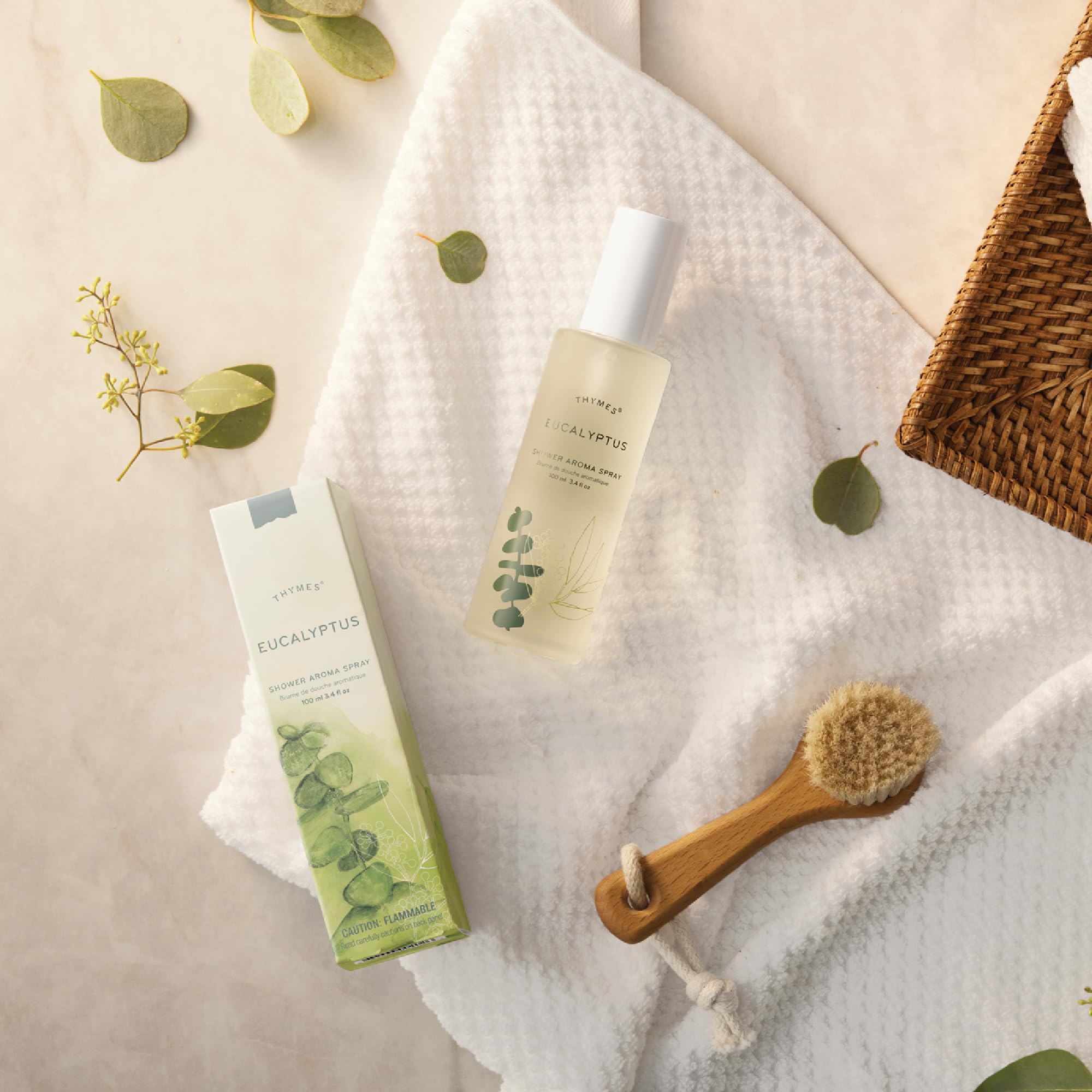 Thymes Daily Shower Spray – Spa-Like Eucalyptus & Lemongrass Scent, 3.4 fl oz