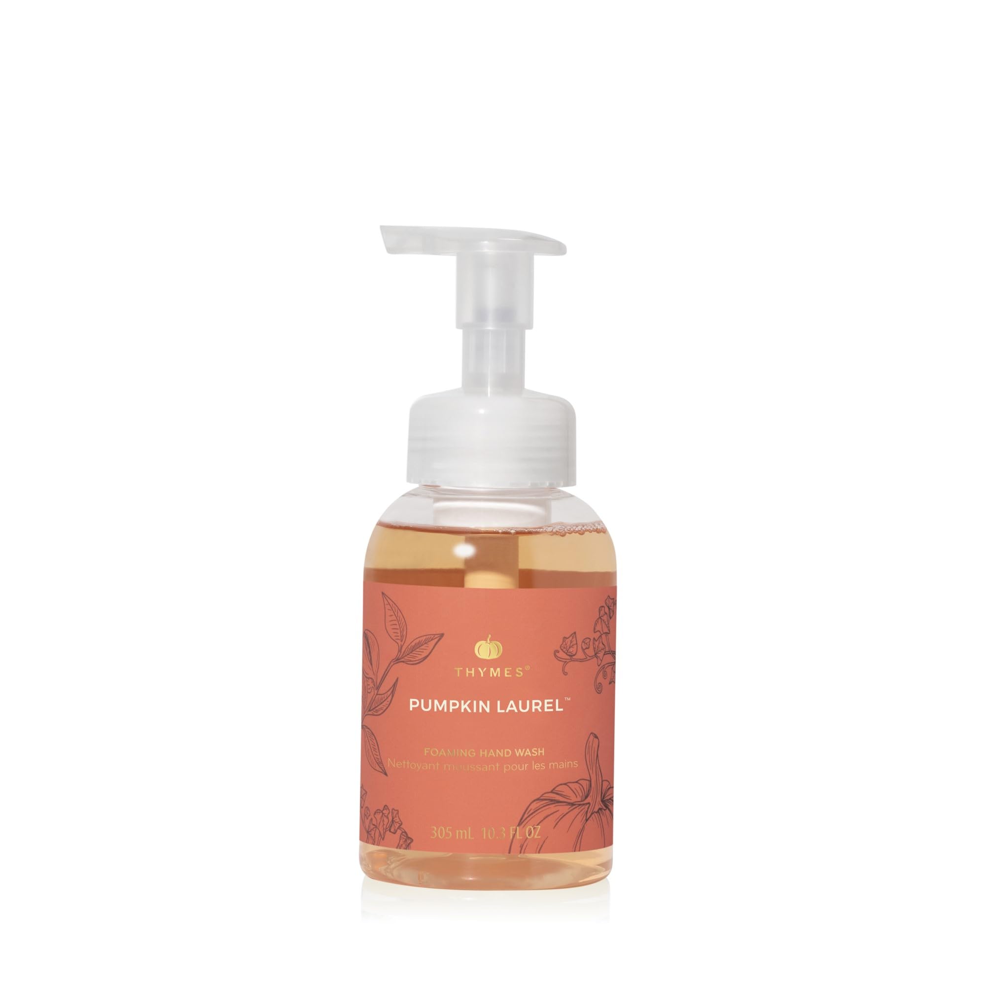 Thymes Foaming Hand Wash with Aloe & Glycerin – Fall Scented Pump Soap, Pumpkin Laurel, 10.3 fl oz