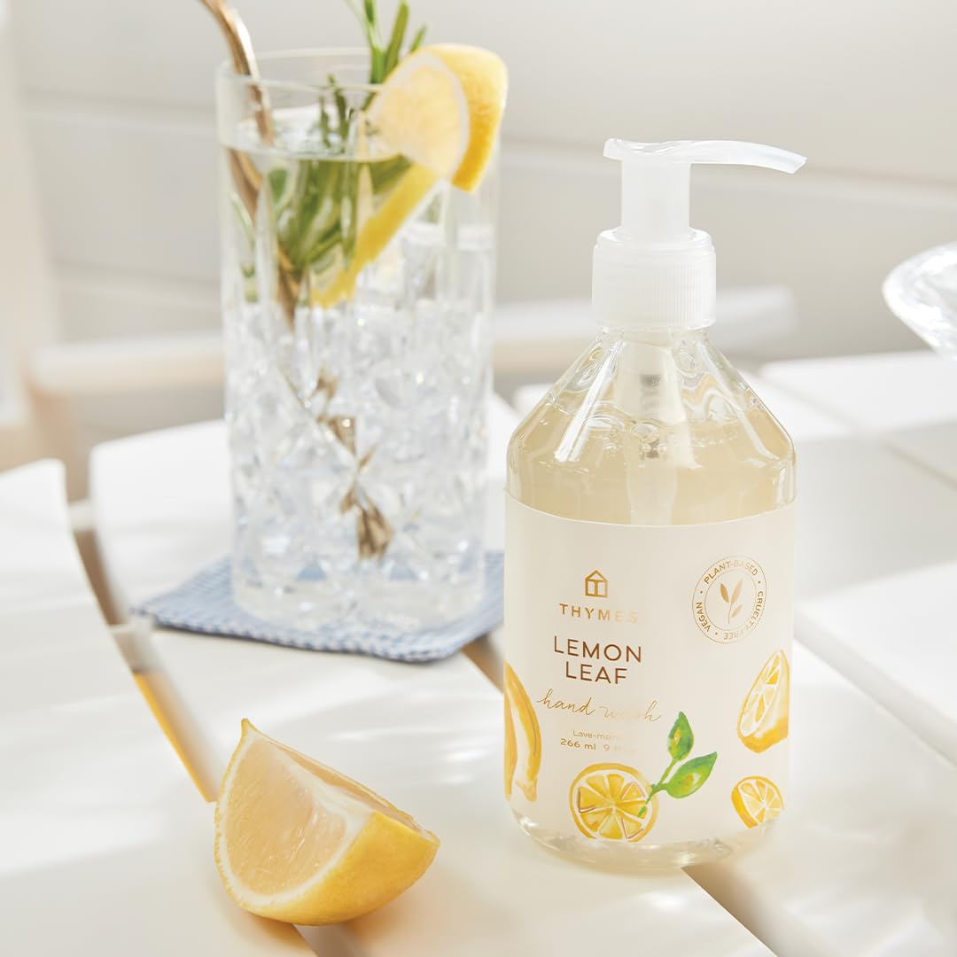 Thymes Hand Wash - Moisturizing Liquid Soap with Dewy Leaves, Lily of the Valley, Lemon Verbena & Bergamot (Lemon Leaf) - 9 fl oz