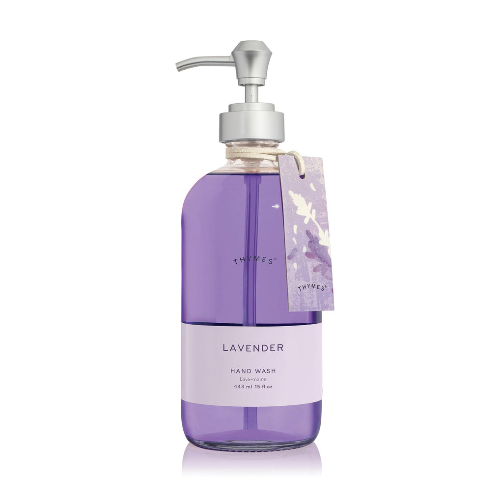 Thymes Lavender Large Hand Wash with Pump – Hydrating Liquid Hand Soap (15 fl oz)