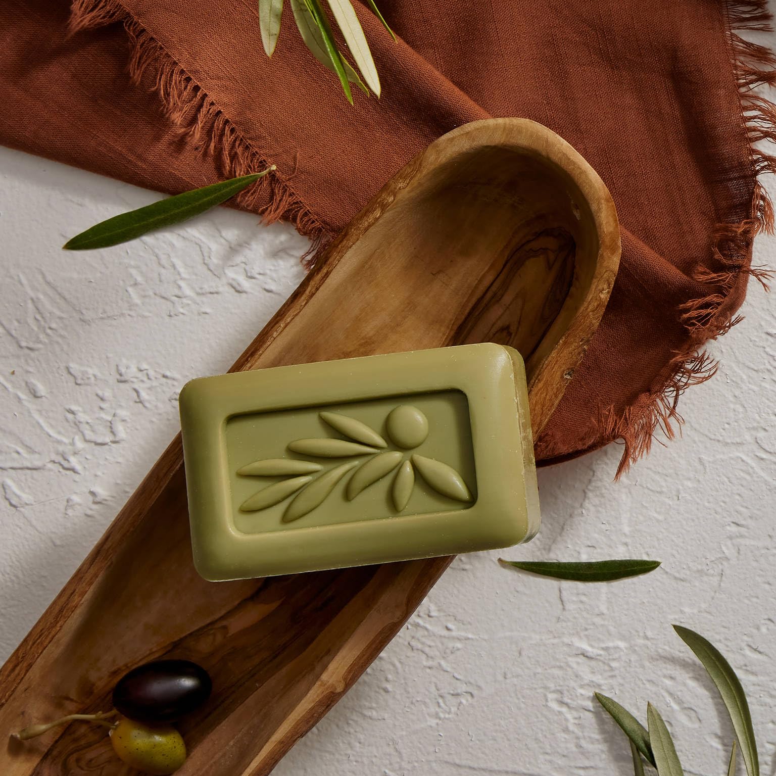 Thymes Bath Soap - Olive Leaf, 6 oz | Hydrating Triple-Milled Bar