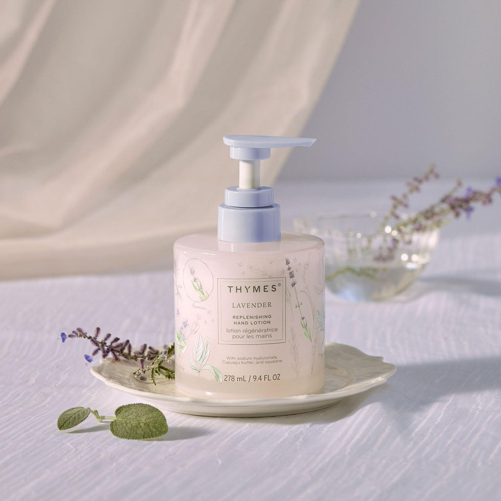 Thymes Replenishing Hand Lotion – Lavender, Sodium Hyaluronate & Squalane, 9.4 fl oz
