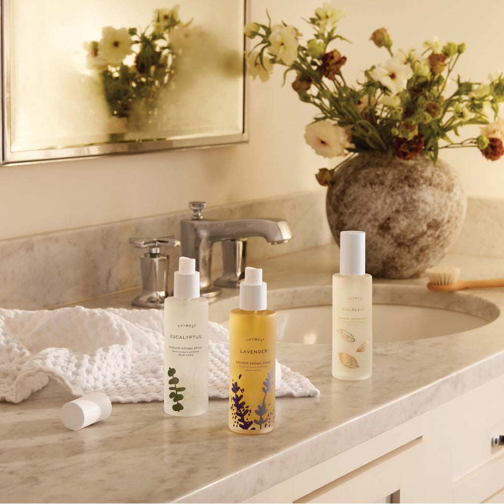 Thymes Daily Shower Spray – Spa-Like Eucalyptus & Lemongrass Scent, 3.4 fl oz