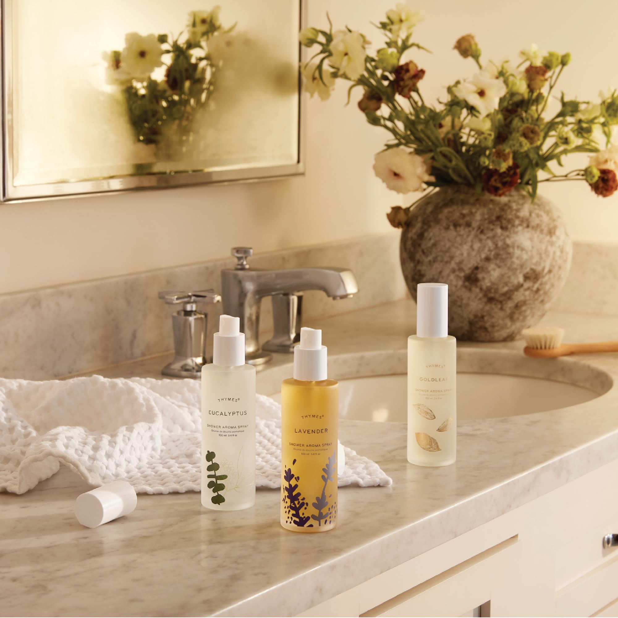 Thymes Daily Shower Spray – Spa-Like Eucalyptus & Lemongrass Scent, 3.4 fl oz