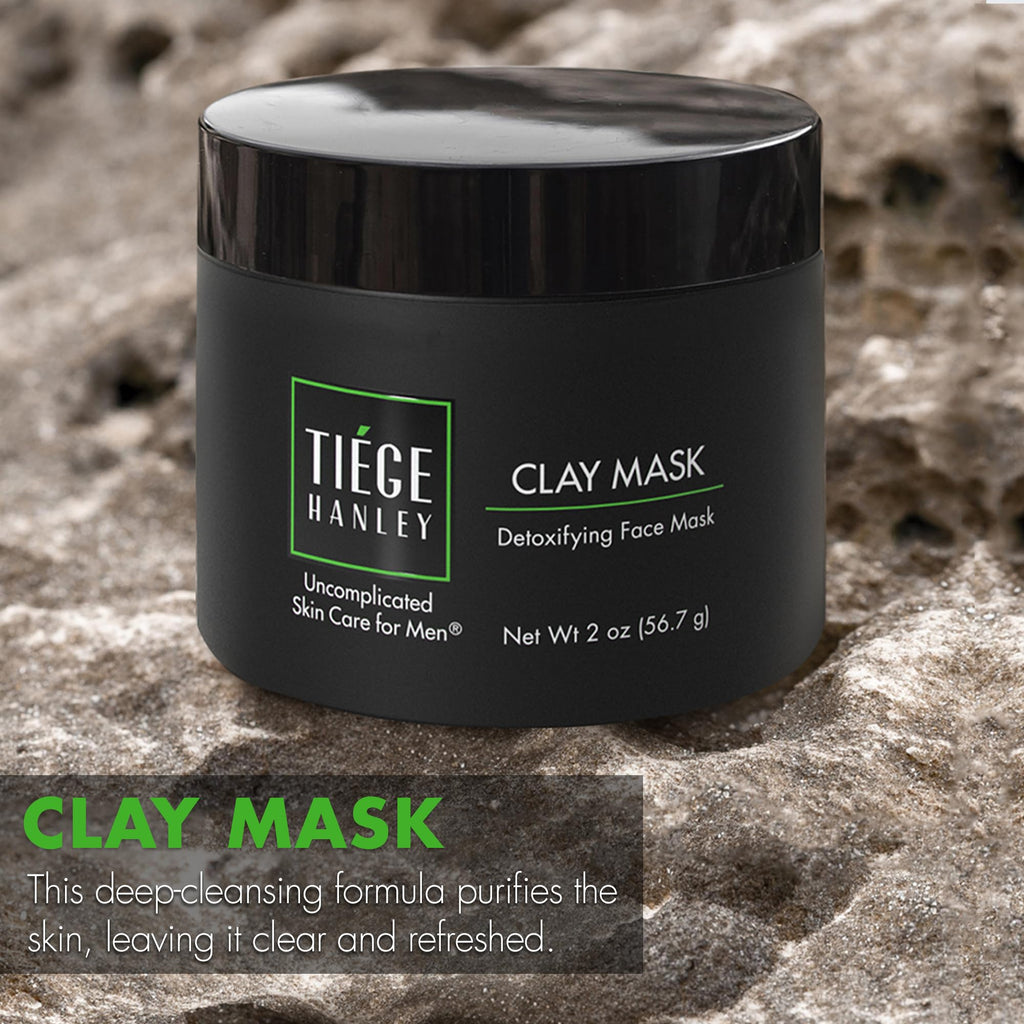 Detoxifying Facial Clay Mask for Men by Tiege Hanley – Deep Pore Cleansing with Kaolin Clay & Aloe | 2 oz