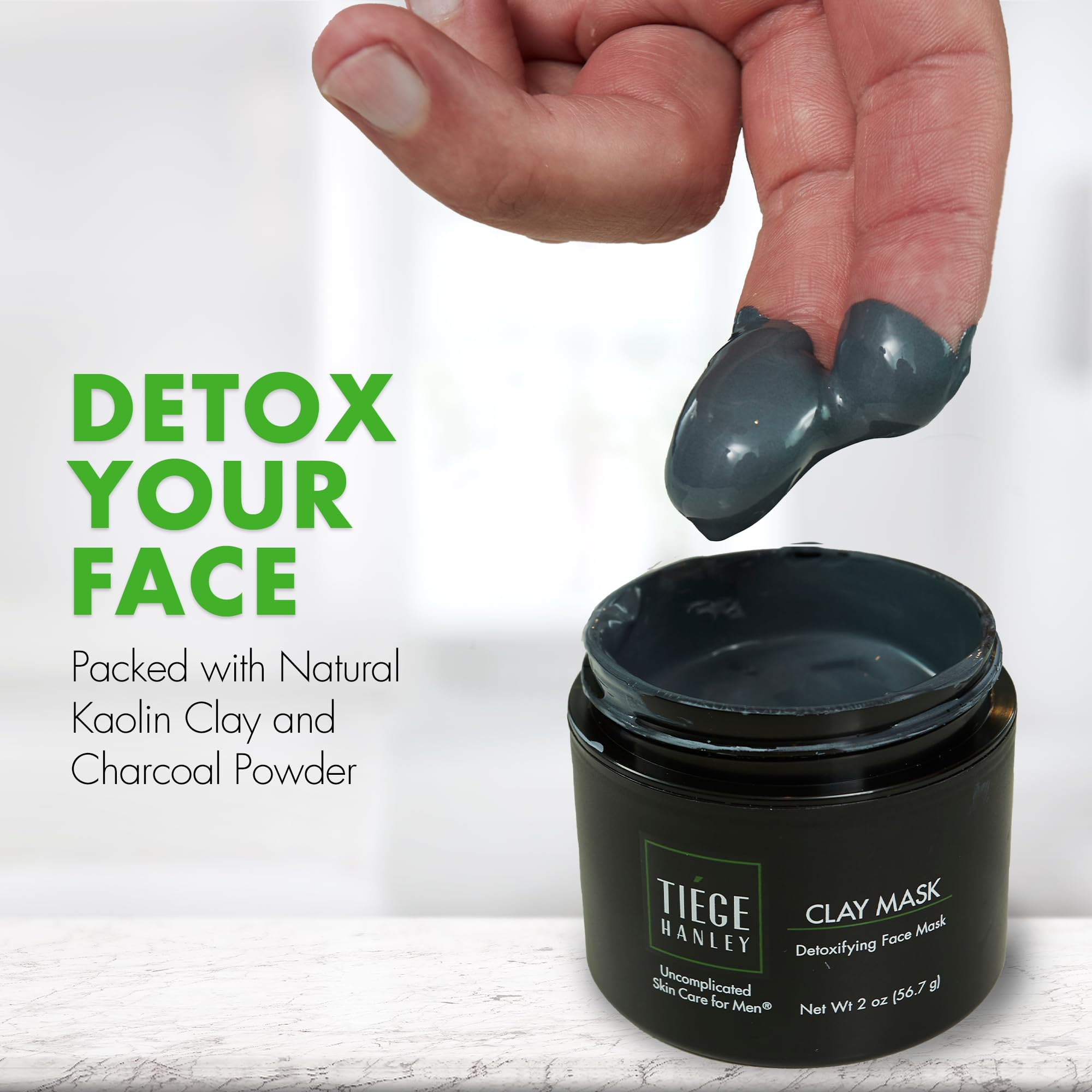 Tiege Hanley Detoxifying Facial Clay Mask for Men – Deep Pore Cleansing, 2 Oz (2 Pack)
