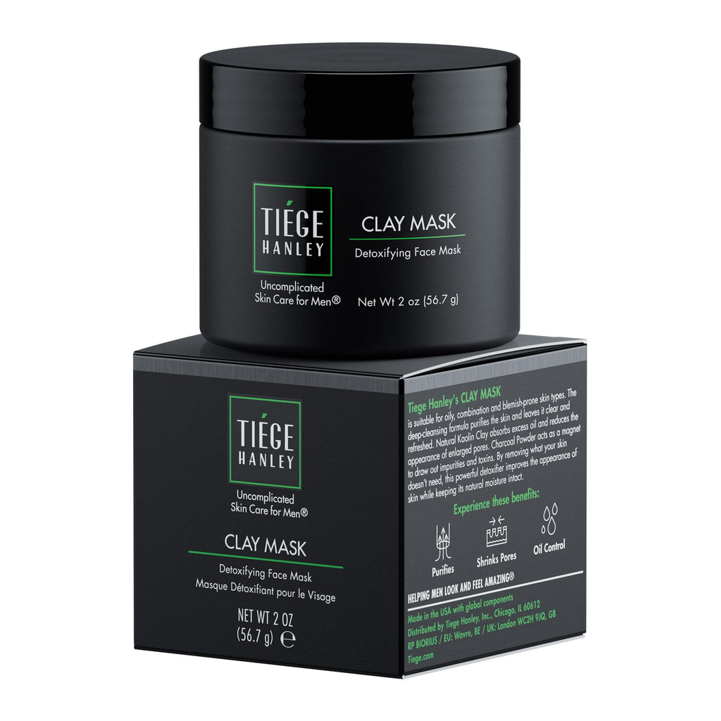 Detoxifying Facial Clay Mask for Men by Tiege Hanley – Deep Pore Cleansing with Kaolin Clay & Aloe | 2 oz