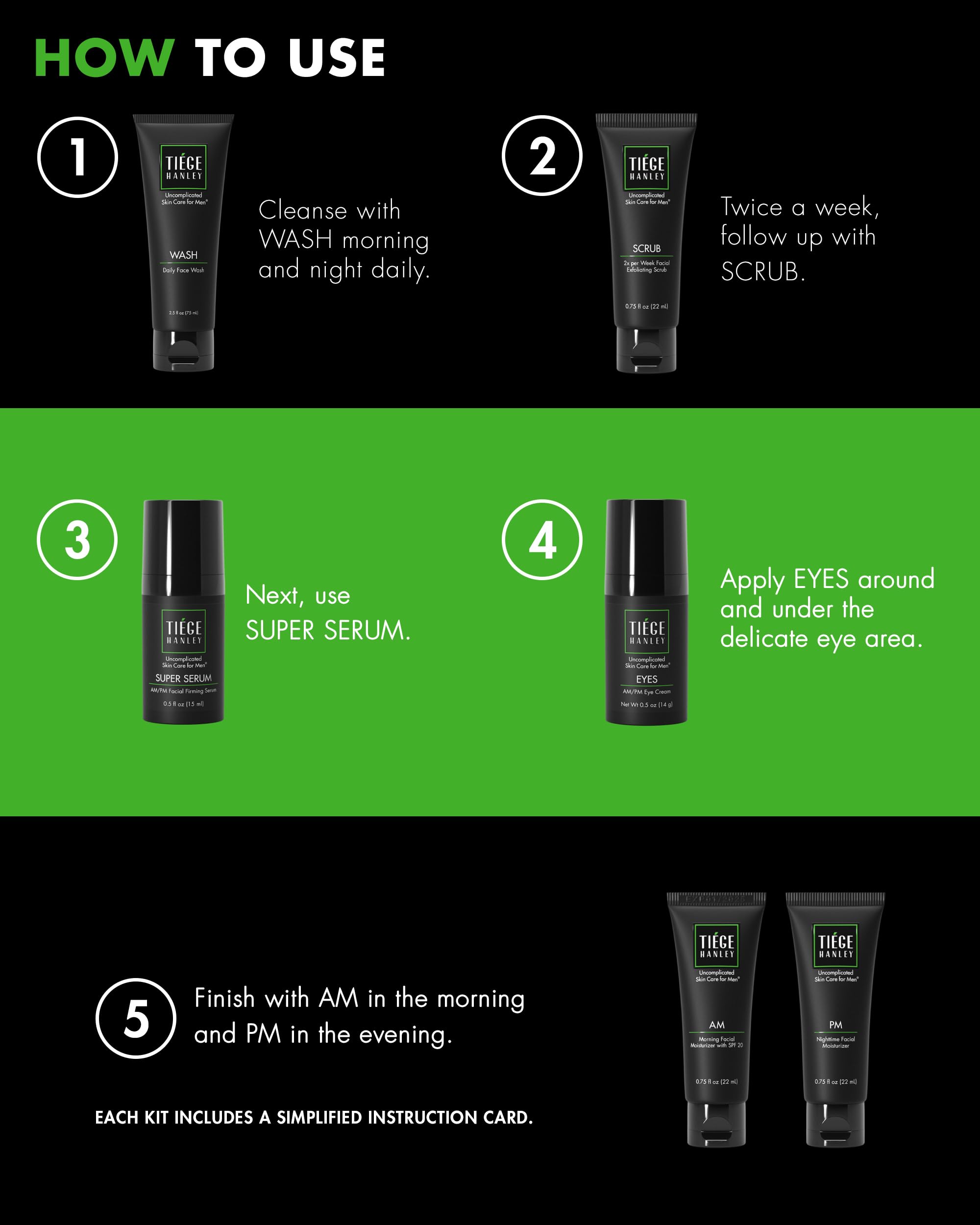 Tiege Hanley Level 3 Skin Care Set for Men – 6-Piece Anti-Aging Routine