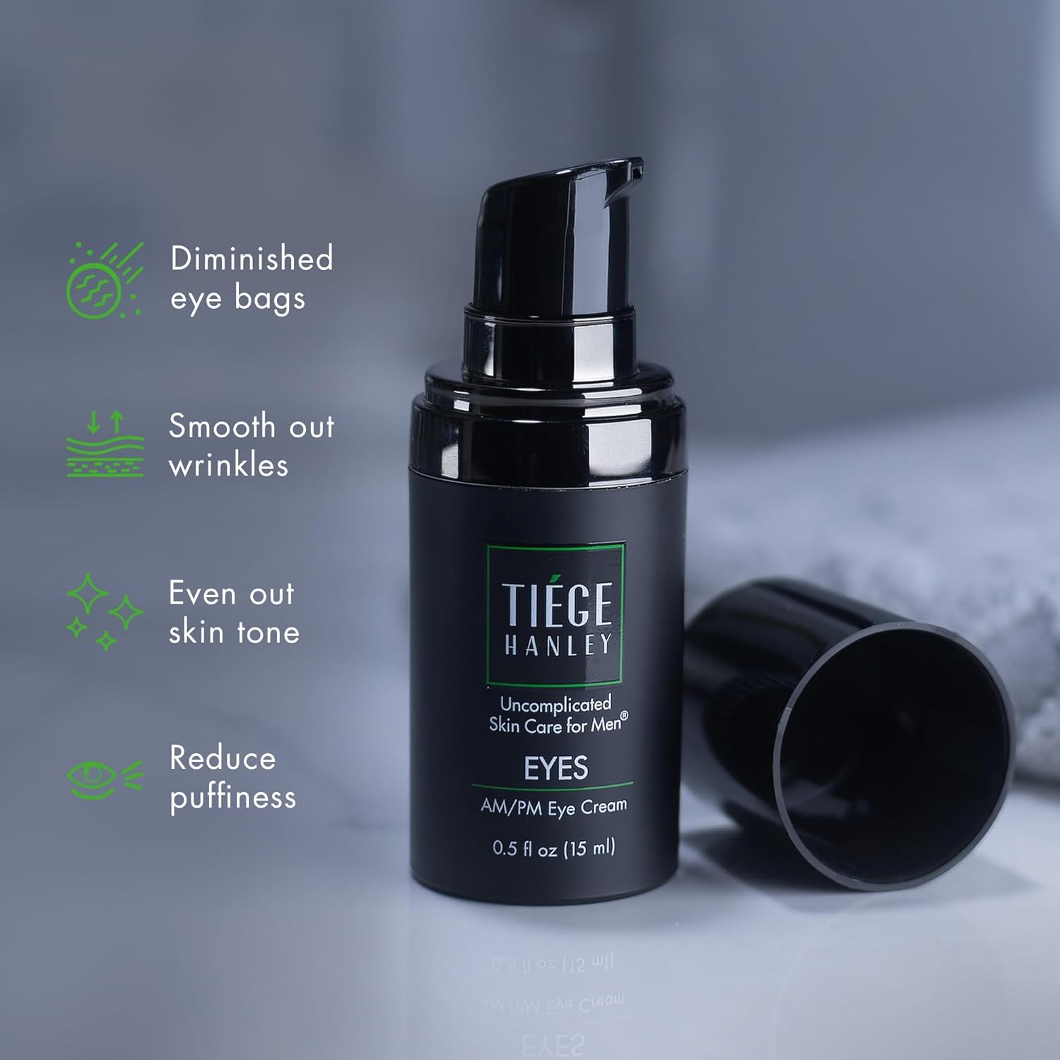 Tiege Hanley Eye Cream for Men – Hyaluronic Acid, Vitamin B3, Bright Oleoactif | 0.5 Oz, 2 Pack