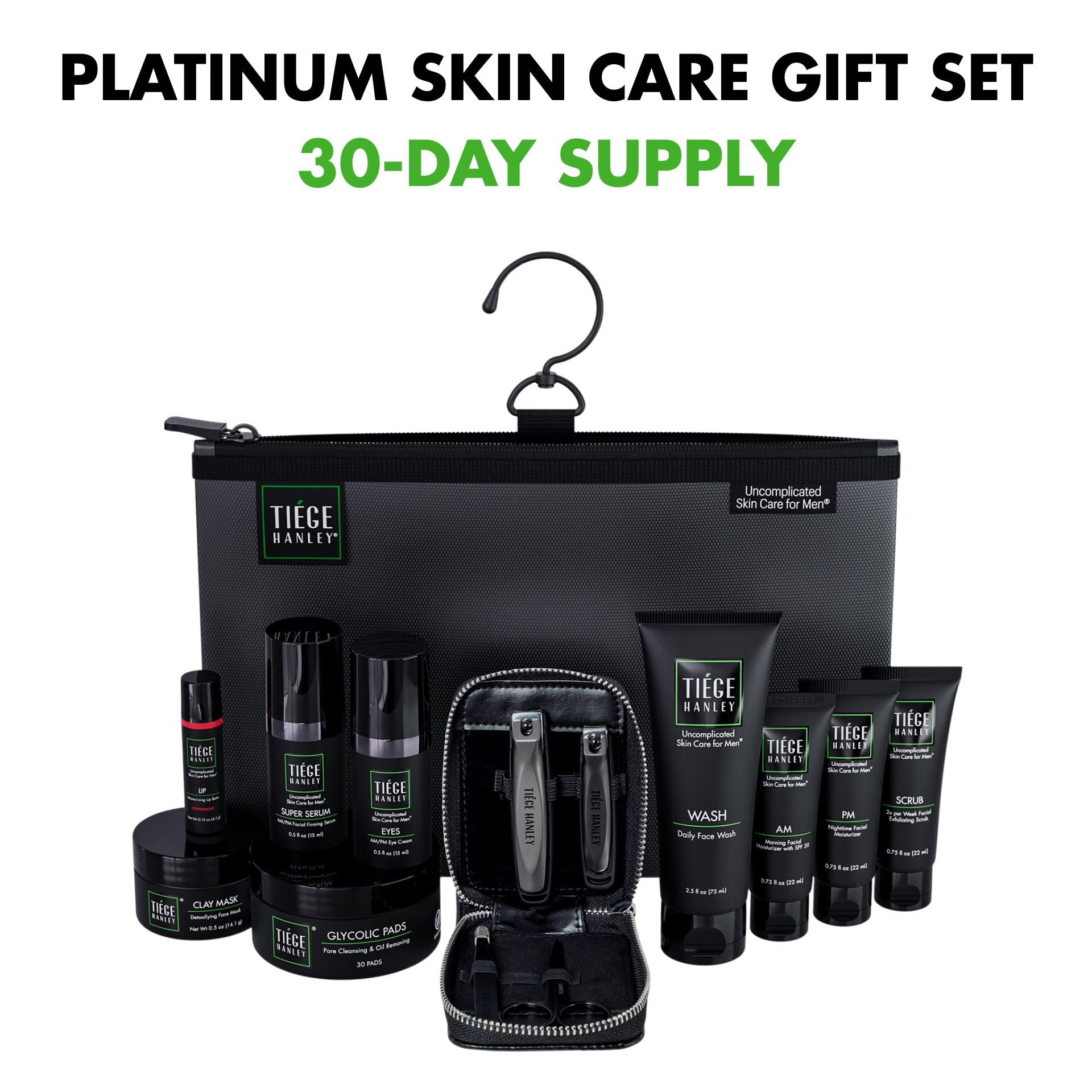 Tiege Hanley Platinum Gift Box for Men – 11-Piece Skincare & Grooming Set