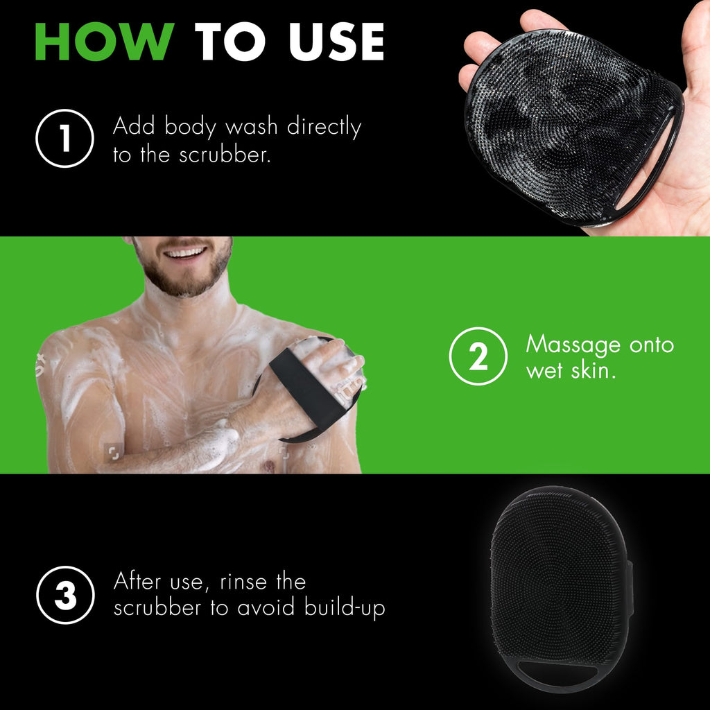 Tiege Hanley Silicone Body Scrubber – Gentle Exfoliation for Face & Body, Ergonomic Non-Slip Handle