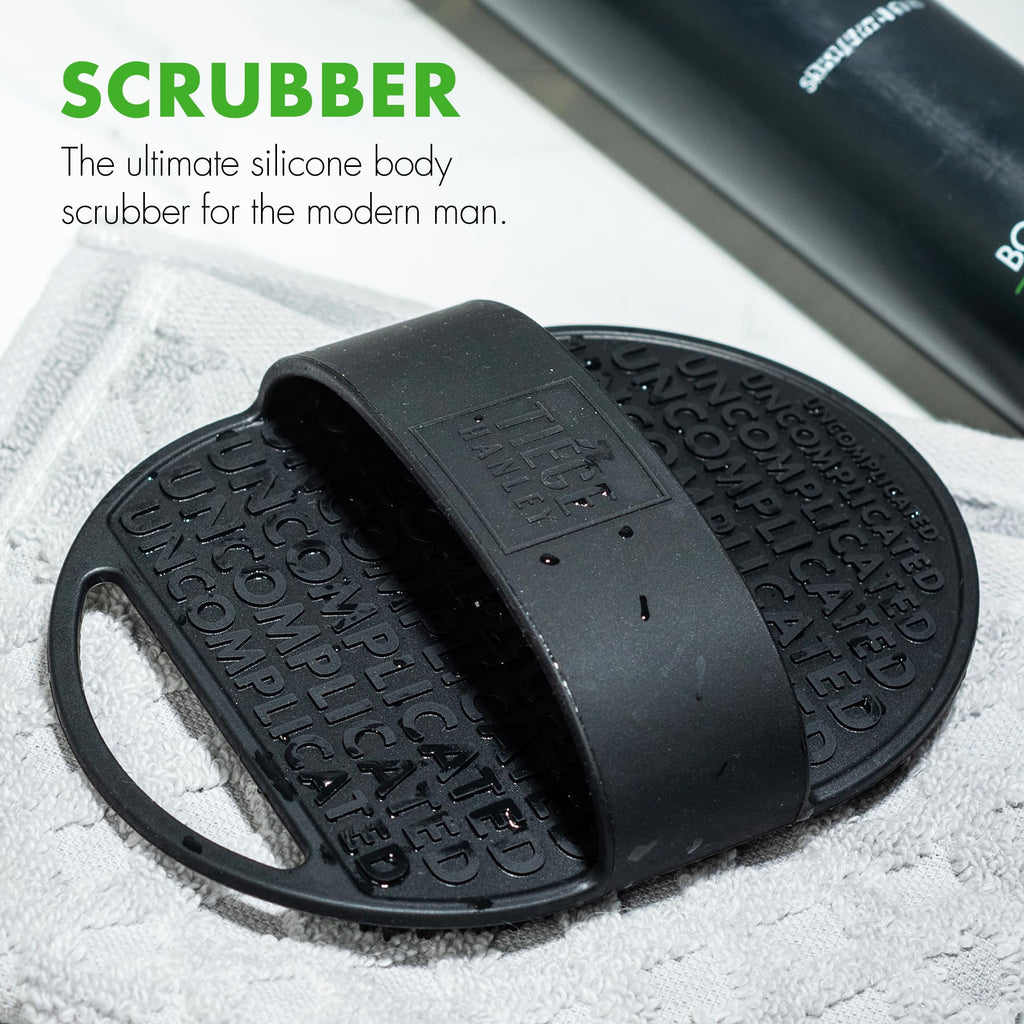 Tiege Hanley Silicone Body Scrubber – Gentle Exfoliation for Face & Body, Ergonomic Non-Slip Handle