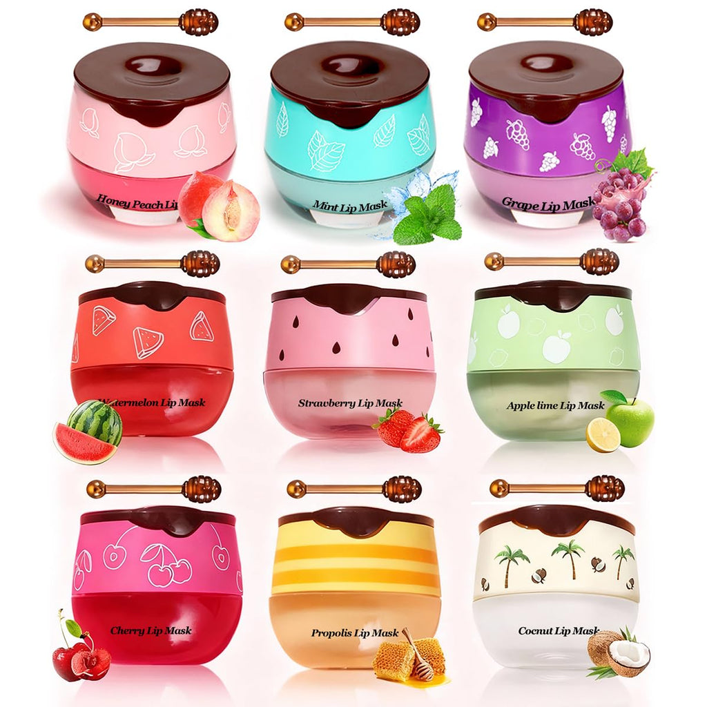 Tiejdhr Honey Lip Balm & Mask — 9 Flavors Hydrating Lip Care Set
