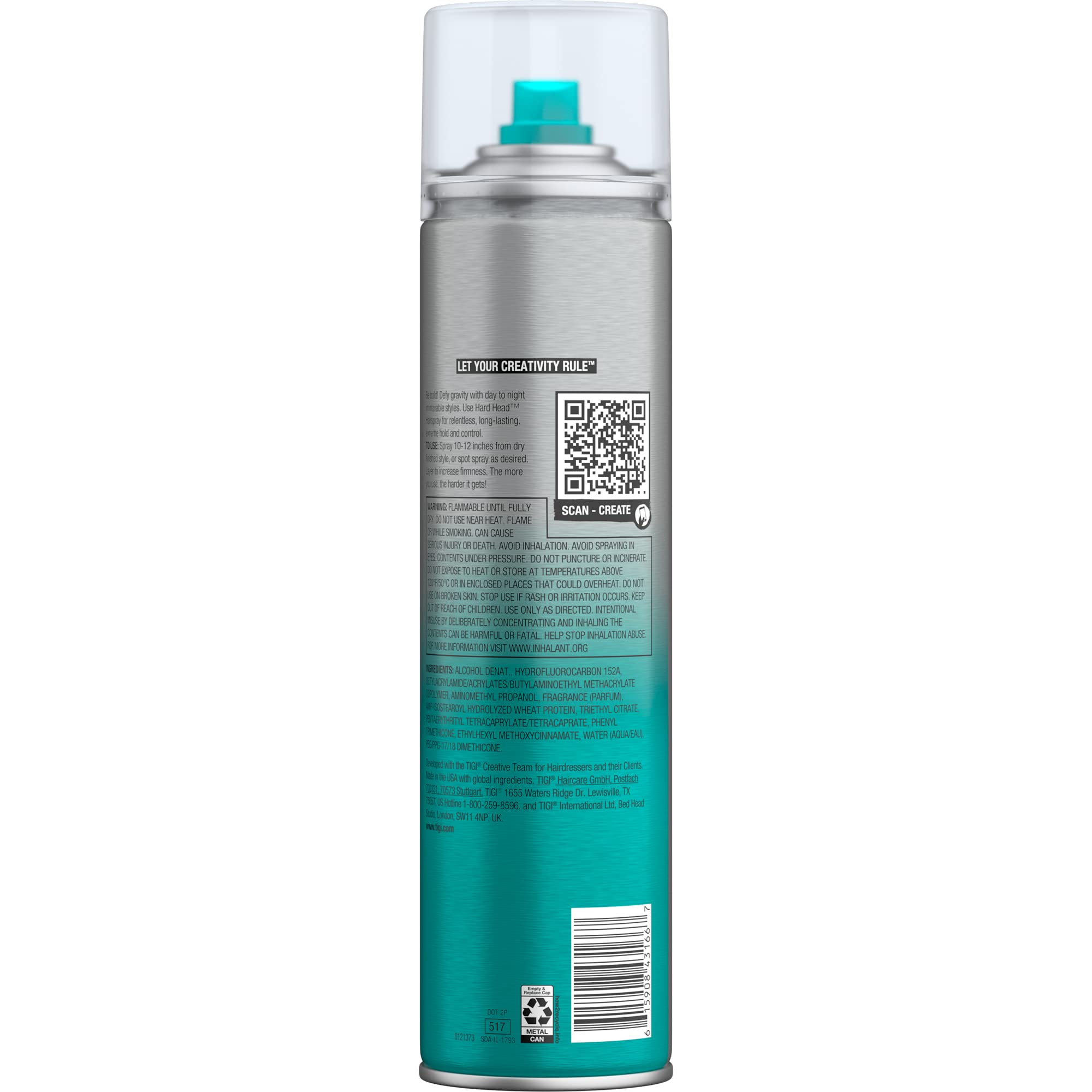 TIGI Bed Head Hard TM Hairspray – Extra Strong Hold, Pack of 4 (11.7 oz)