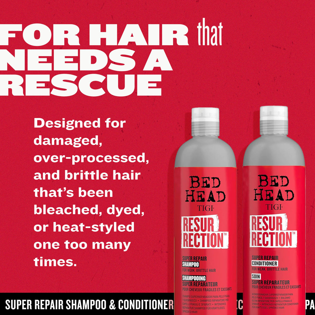 TIGI Bed Head Resurrection Shampoo & Conditioner Set – Maximum-Strength Repair (25.36 fl oz)