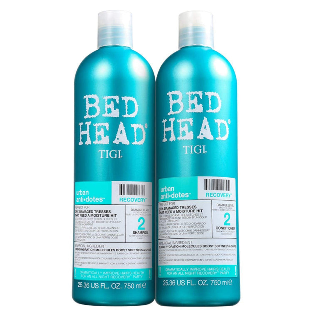 Bed Head Urban Anti-Dote Recovery Shampoo & Conditioner Duo – Damage Level 2, 25.36 oz each + 2 L Pumps | TIGI