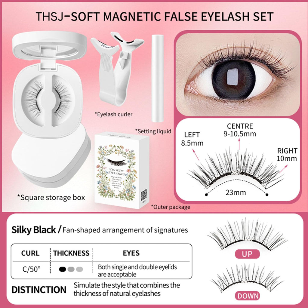 Tiliraiy Magnetic Eyelashes Kit Asian – Reusable, No-Glue Lashes with Applicator and Setting Lotion