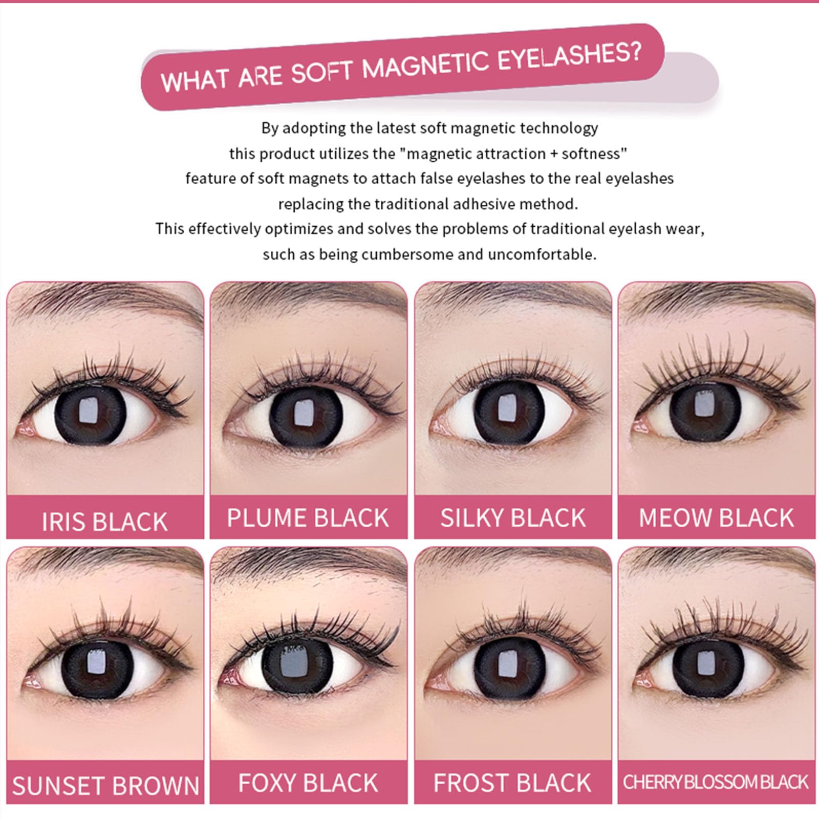 Tiliraiy Magnetic Eyelashes Kit Asian – Reusable, No-Glue Lashes with Applicator and Setting Lotion