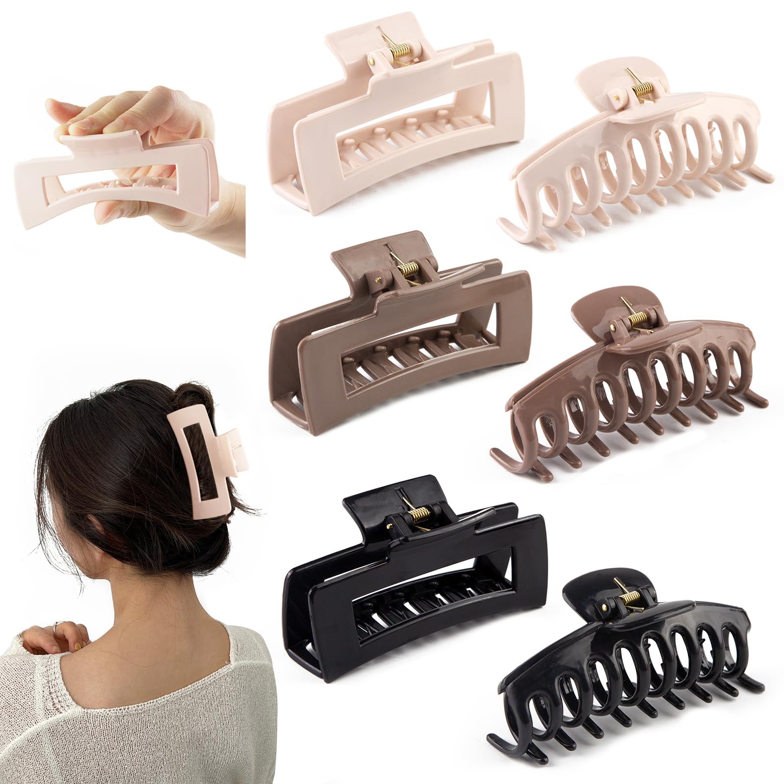 TIME&TRAVE 6Pcs 4.3in Silicone Cloud Claw Clips — Soft, Non-Slip Hair Clips for All Hair Types