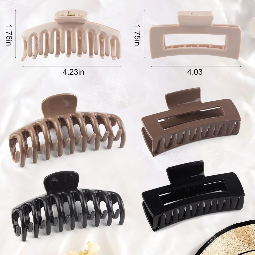 TIME&TRAVE 6Pcs 4.3in Silicone Cloud Claw Clips — Soft, Non-Slip Hair Clips for All Hair Types
