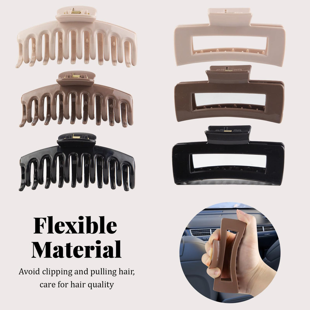 TIME&TRAVE 6Pcs 4.3in Silicone Cloud Claw Clips — Soft, Non-Slip Hair Clips for All Hair Types