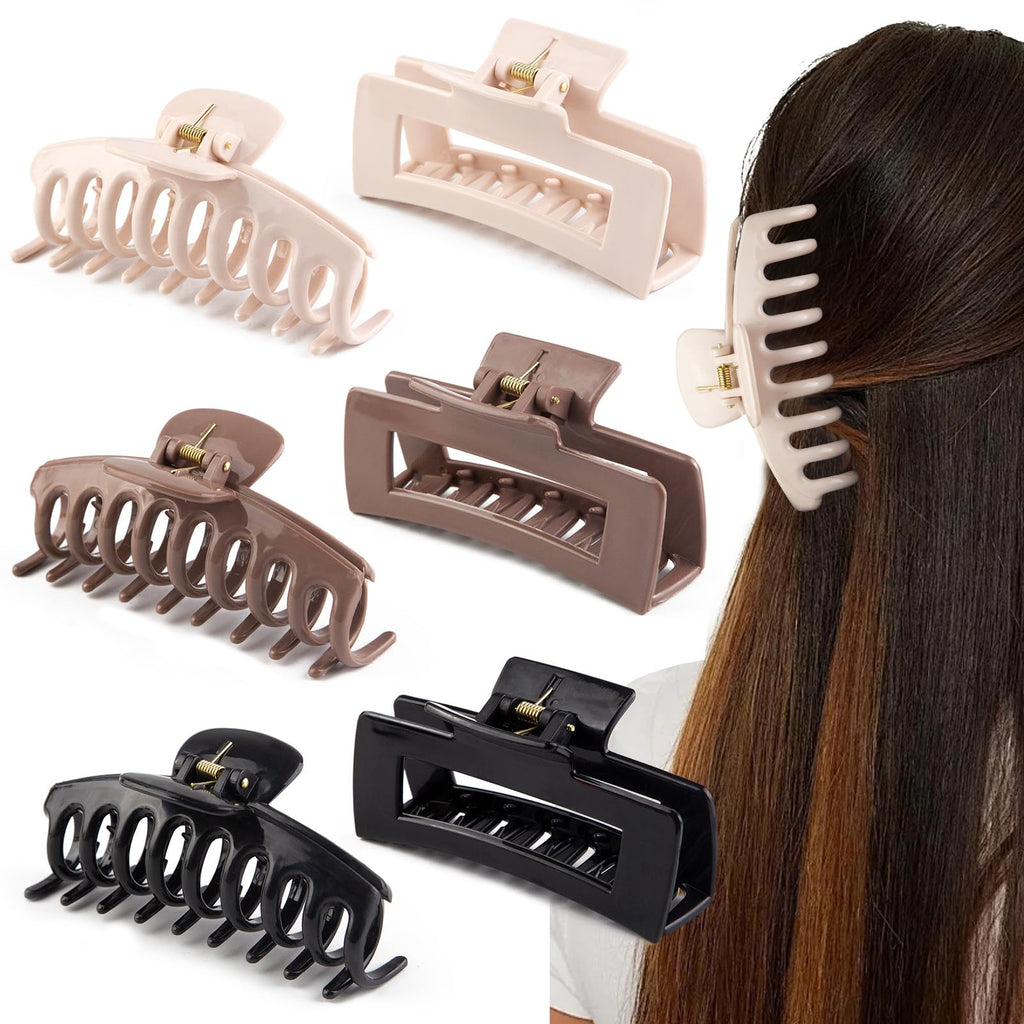 TIME&TRAVE 6Pcs 4.3in Silicone Cloud Claw Clips — Soft, Non-Slip Hair Clips for All Hair Types