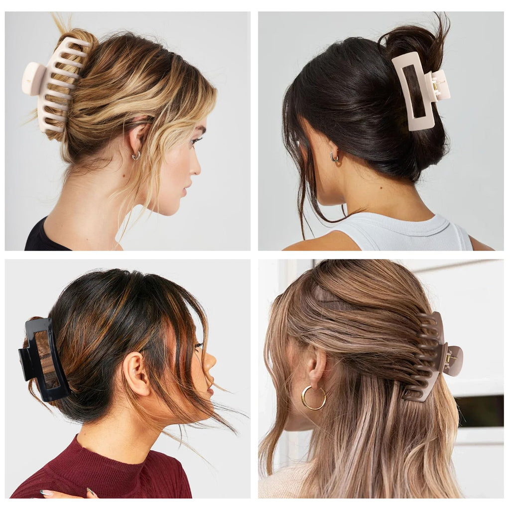 TIME&TRAVE 6Pcs 4.3in Silicone Cloud Claw Clips — Soft, Non-Slip Hair Clips for All Hair Types