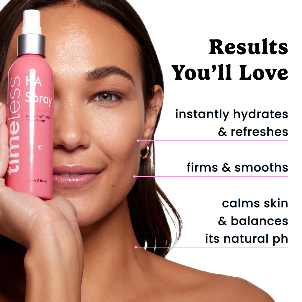 Timeless Skin Care HA Matrixyl 3000 Rose Spray – Fragrance-Free Hyaluronic Mist, 4 oz