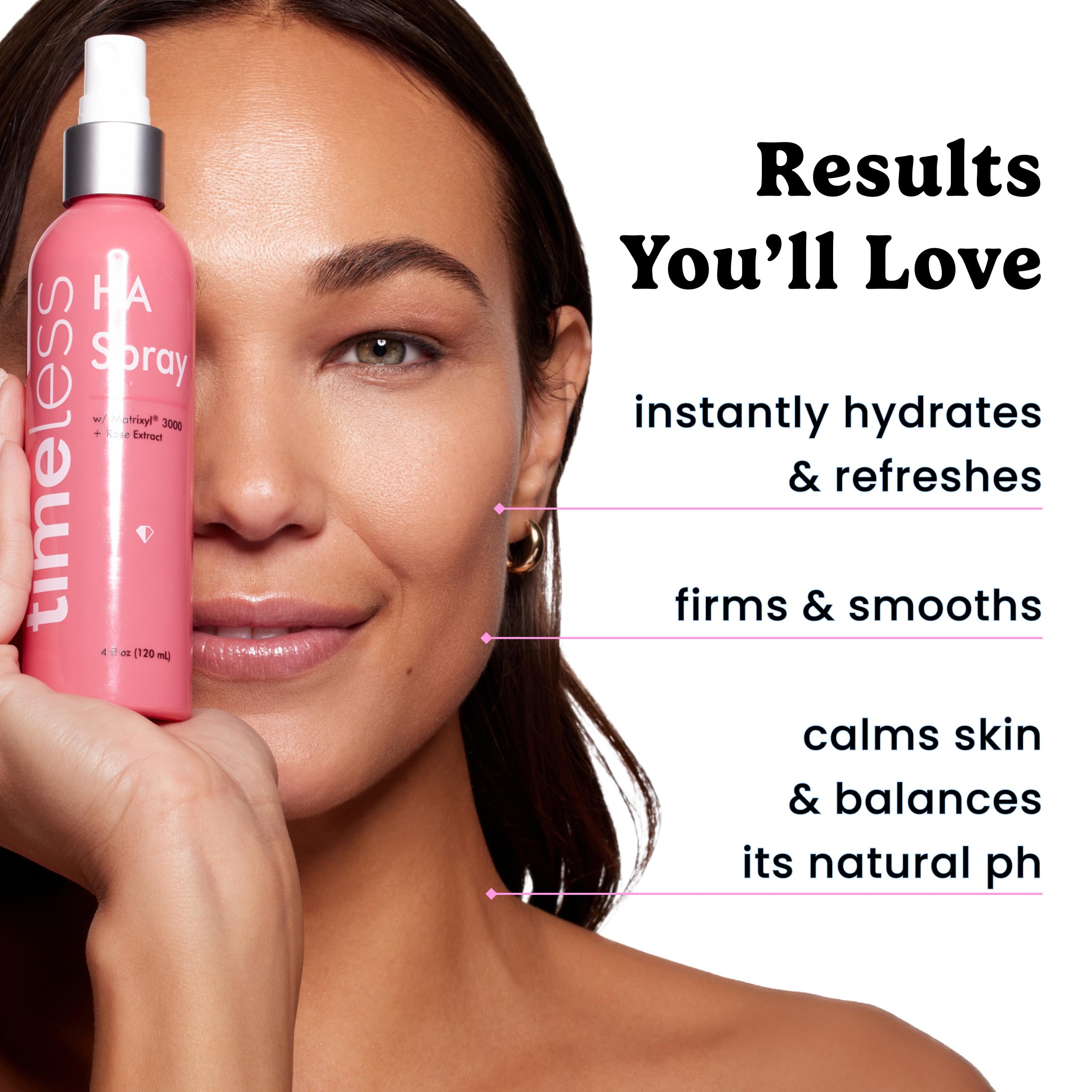 Timeless Skin Care HA Matrixyl 3000 Rose Spray – Fragrance-Free Hyaluronic Mist, 4 oz