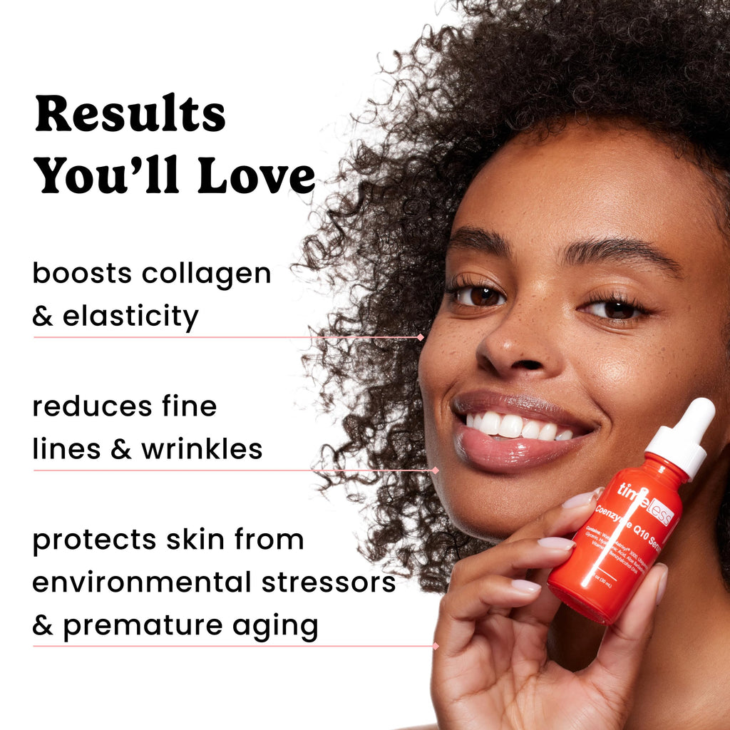 Timeless Skin Care Coenzyme Q10 Serum - Fragrance-Free, Hyaluronic Acid, 1 oz (Pack of 2)