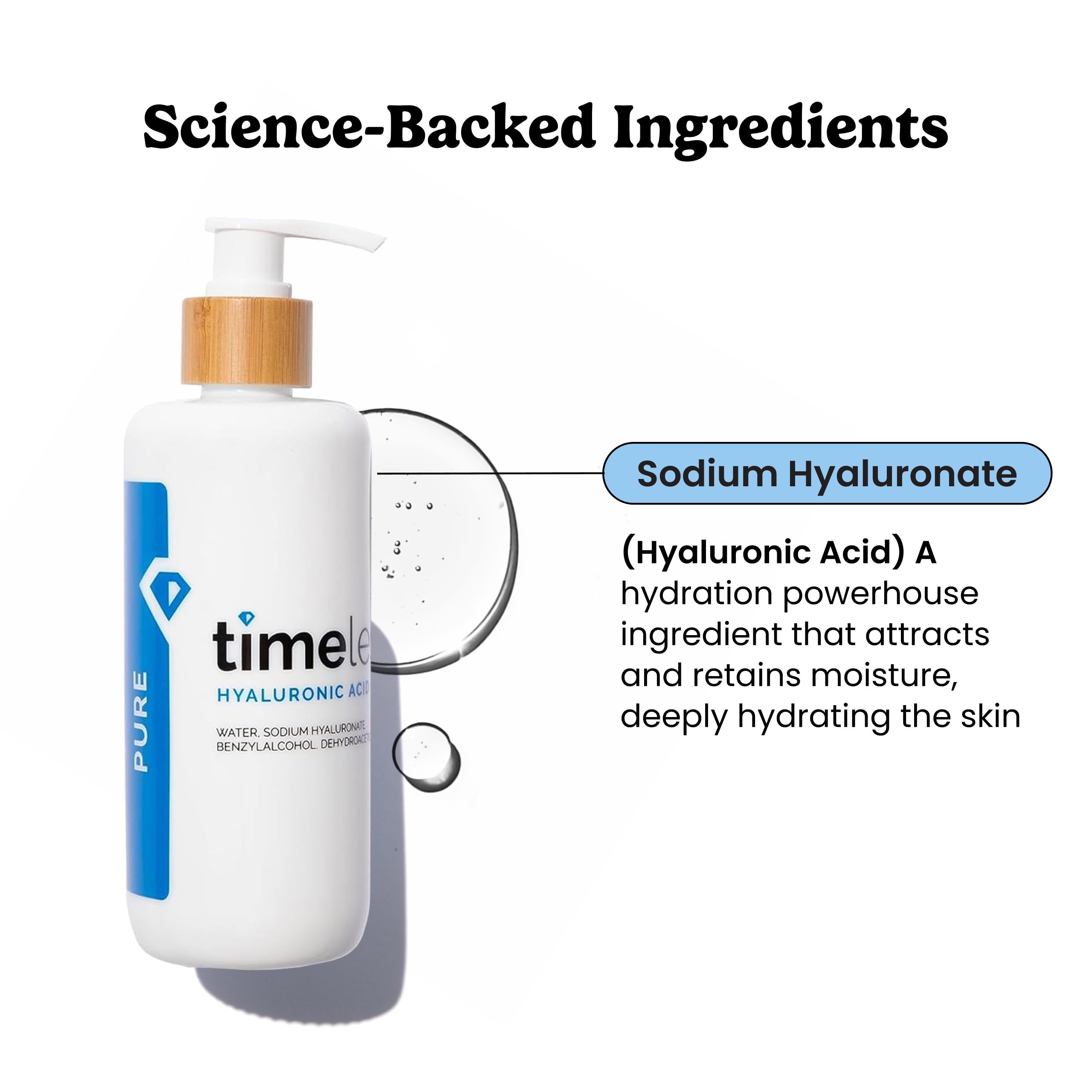 Timeless Skin Care Hyaluronic Acid 100% Pure Serum – Fragrance-Free Hydration, 8 oz