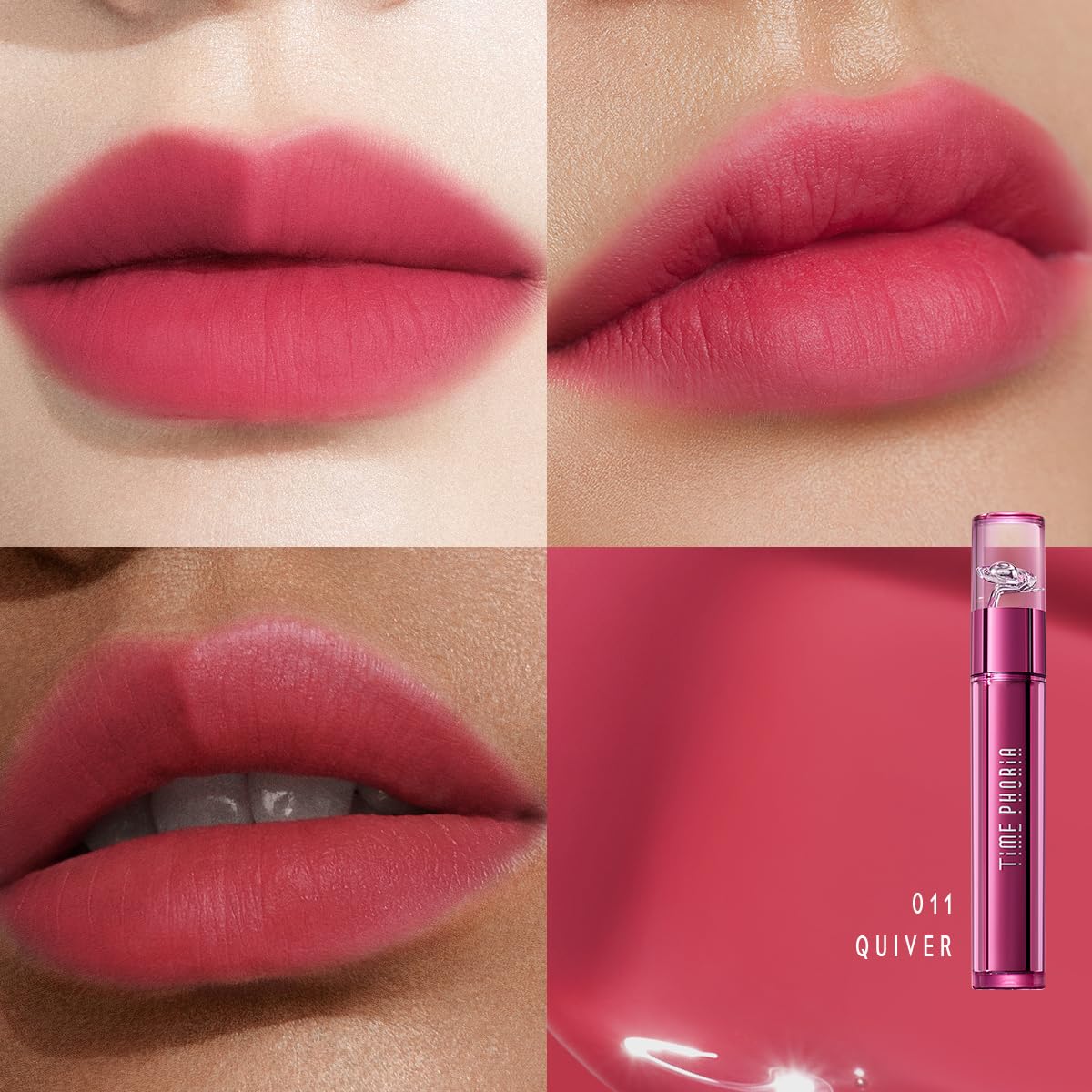 TIMEPHORIA Altera Blurring Lip Tint 011 Quiver – Vibrant Pink, Glossy-to-Soft Matte Finish