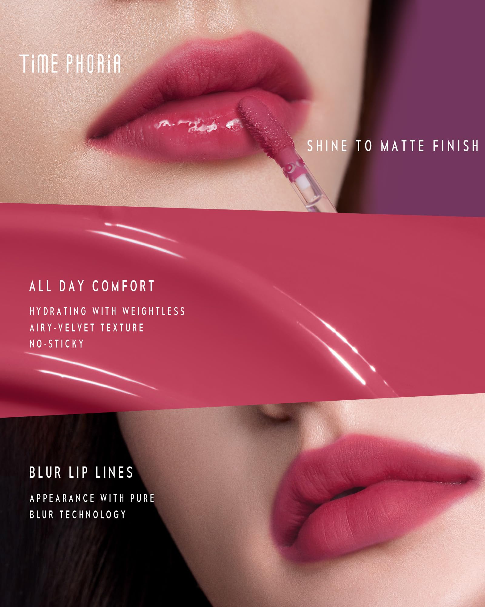 TIMEPHORIA Altera Blurring Lip Tint 003 Bloom – Glossy to Soft Matte Finish, Weightless Hydration