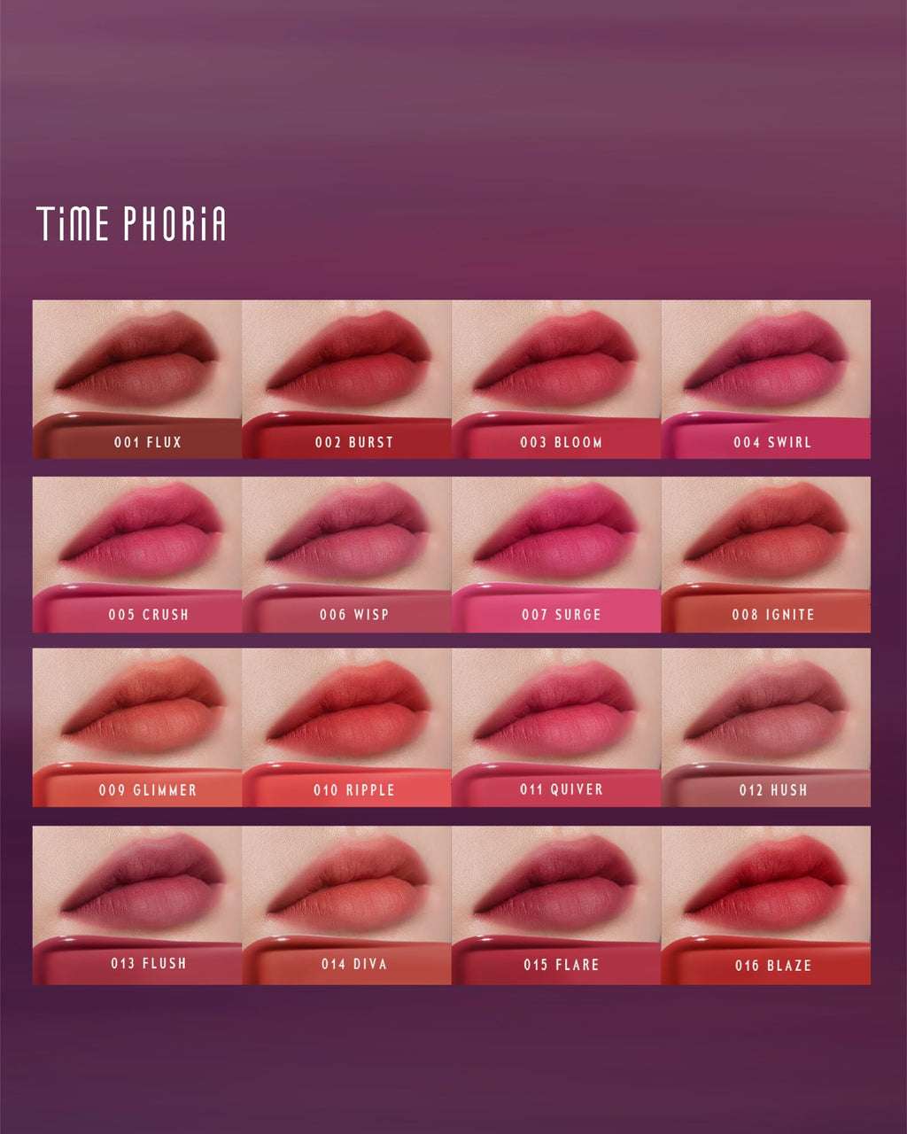 TIMEPHORIA Altera Blurring Lip Tint 010 Ripple – Vibrant Coral, Glossy to Matte