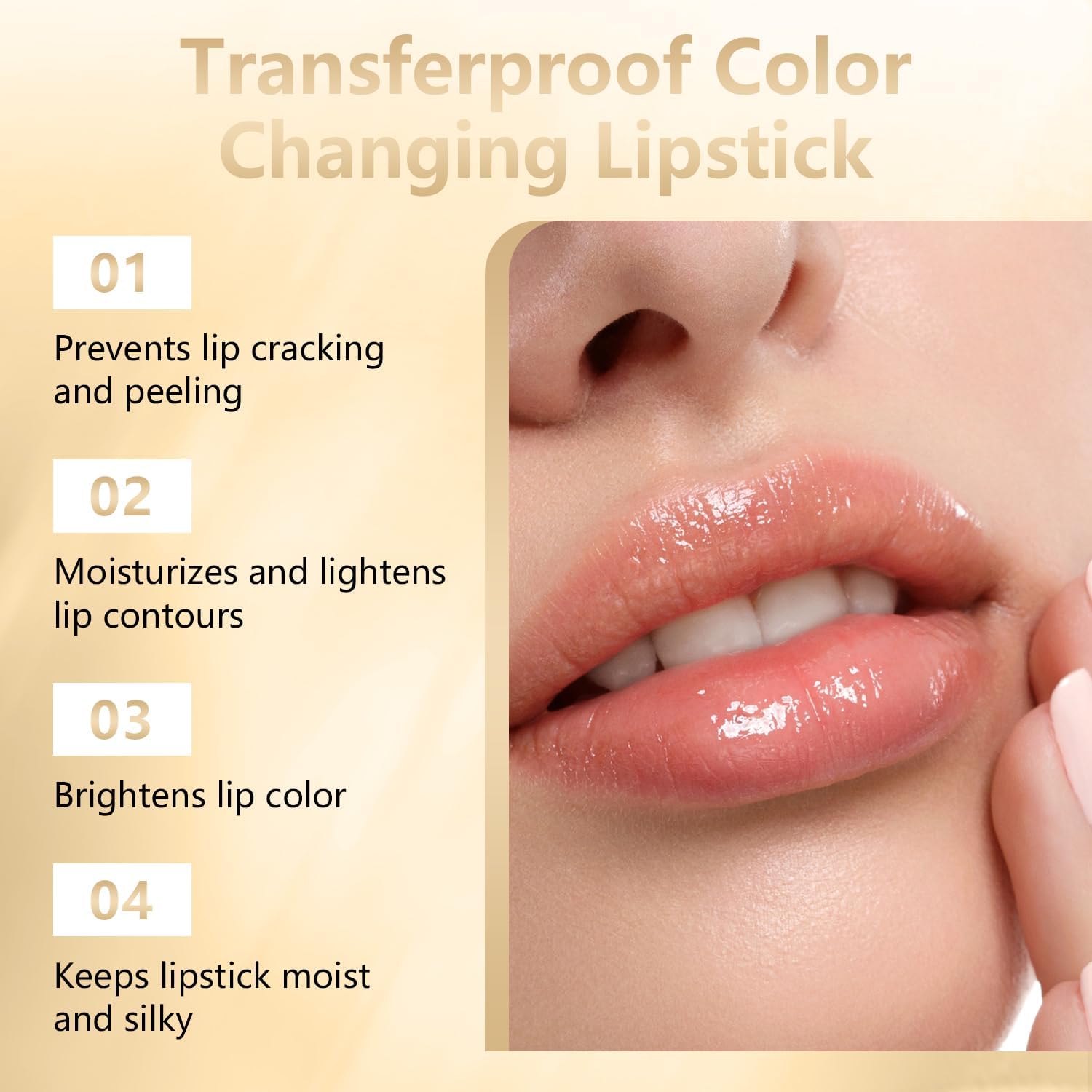 TIMLIFE 2Pcs Color-Changing Lipstick Duo | Transferproof, Gold Crystal Packaging, Hydrating Gloss