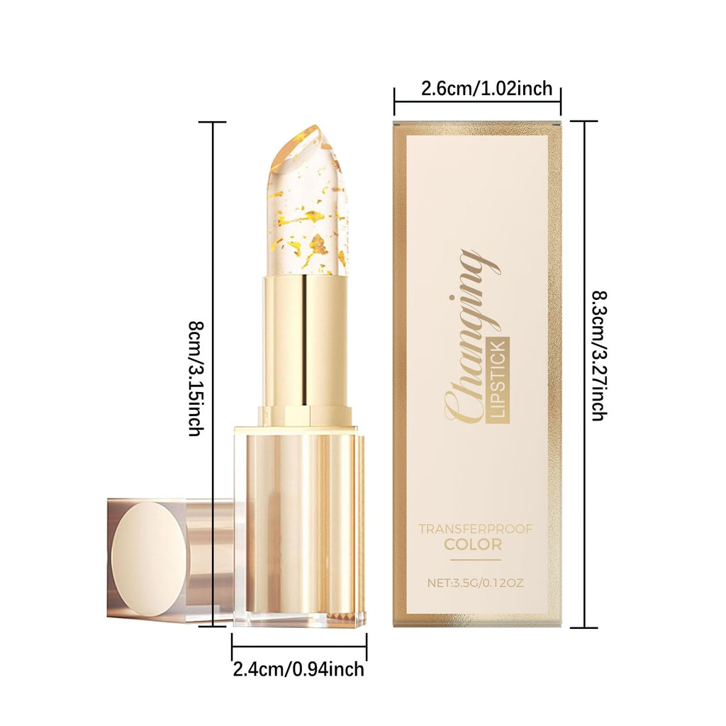 TIMLIFE 2Pcs Color-Changing Lipstick Duo | Transferproof, Gold Crystal Packaging, Hydrating Gloss