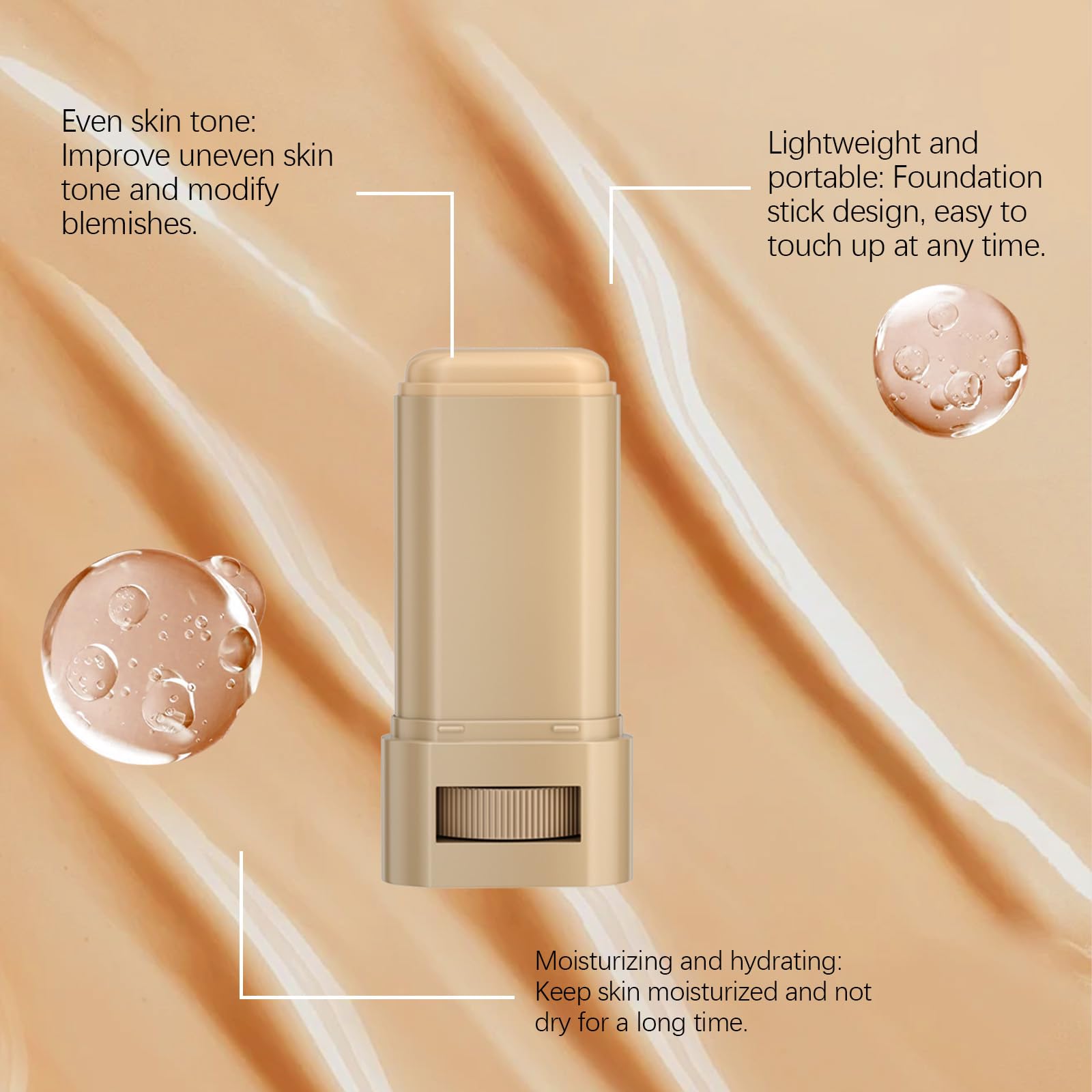 TIMLIFE 2-Piece Foundation Stick Beauty Balm Serum Tint – Portable Hydration & Natural Coverage (#05)