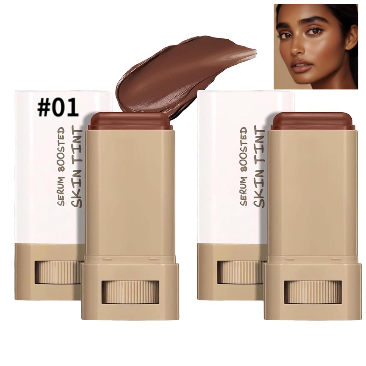 TIMLIFE 2-Piece Foundation Stick Beauty Balm Serum – Portable Skin Tint #01