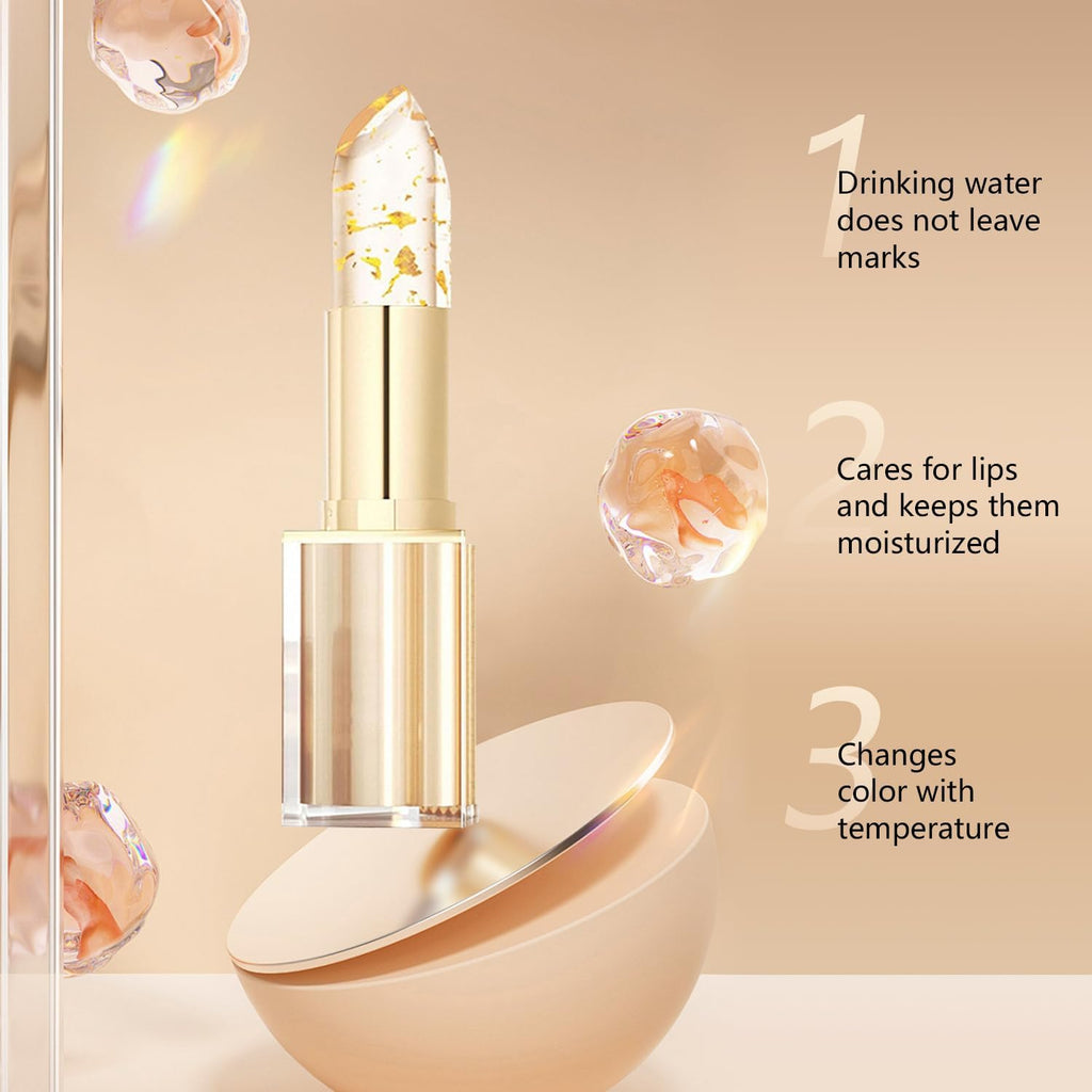 TIMLIFE 2Pcs Color-Changing Lipstick Duo | Transferproof, Gold Crystal Packaging, Hydrating Gloss