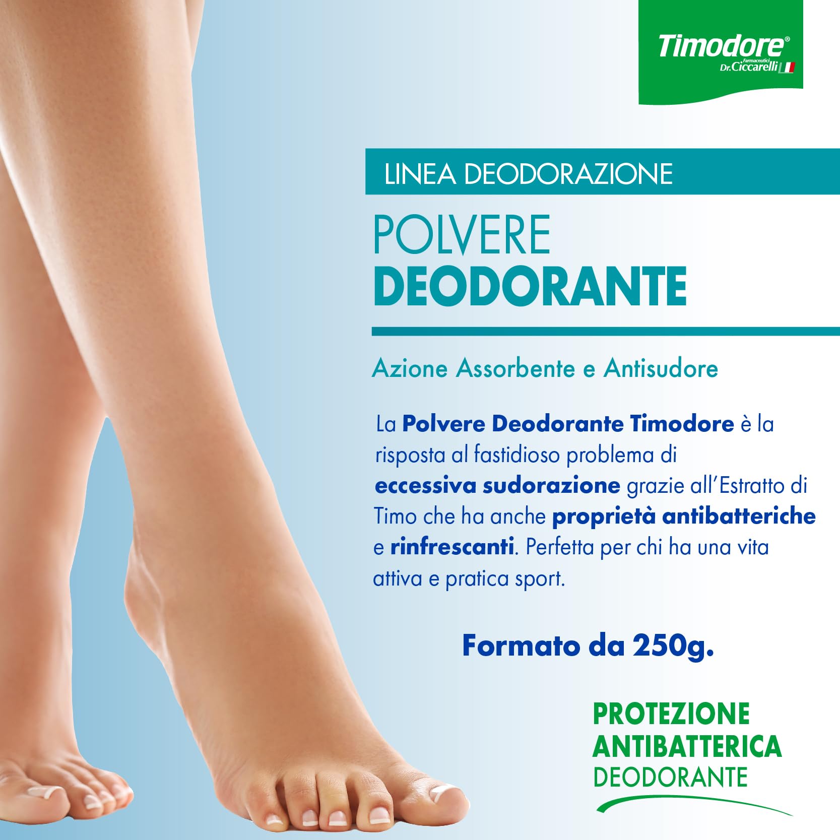 Timodore Deodorant Powder 250 g – Fresh, Dry Feet All Day