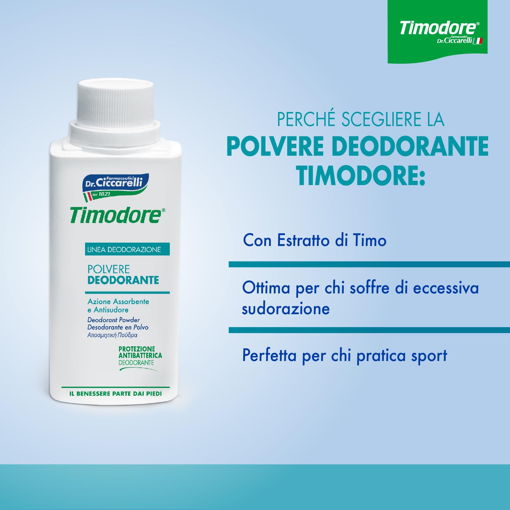 Timodore Deodorant Powder 250 g – Fresh, Dry Feet All Day