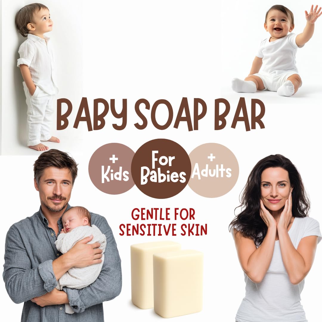 TINOQ Fragrance Free Baby Bar Soap for Sensitive Skin | Unscented Organic ING | Made in USA | 7 Bars