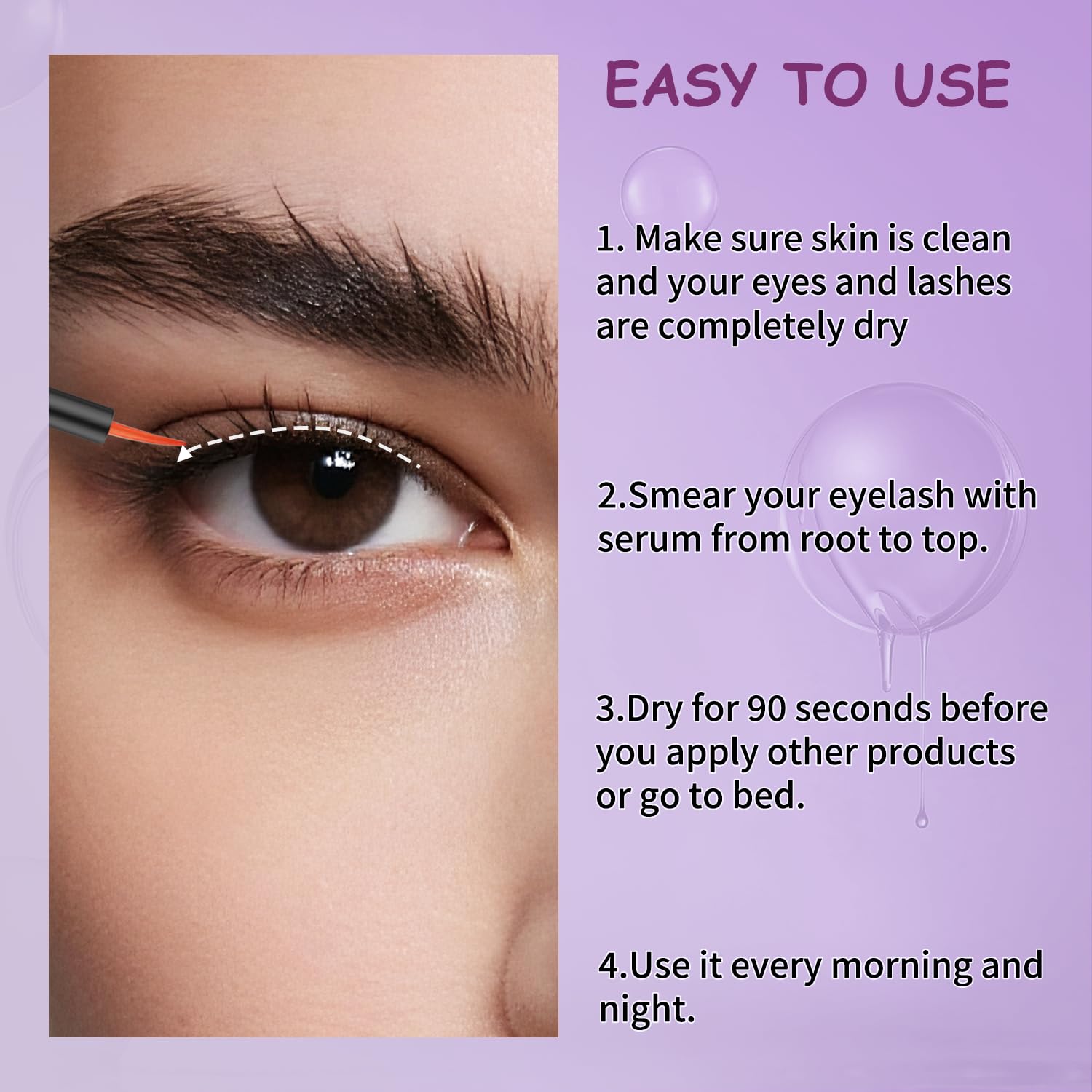 Tinclen Eyelash Growth Serum – Natural, Gentle, Vegan Formula for Fuller Lashes