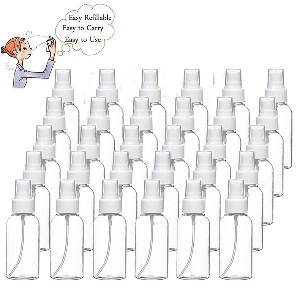 TINFO Spray Bottles 30 Pack – 30ml Clear Empty Mini Travel Bottles (1oz)