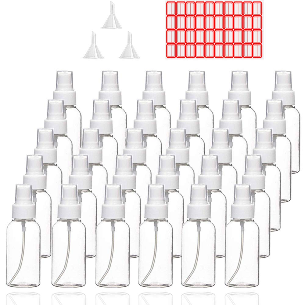 TINFO Spray Bottles 30 Pack – 30ml Clear Empty Mini Travel Bottles (1oz)